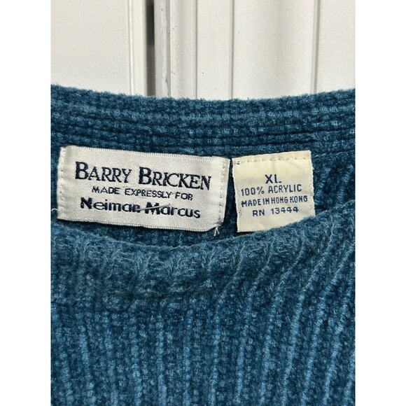 Barry Bricken Neiman Marcus Acrylic Blue Ribbed Knit Sweater Sz XL - Picture 5 of 8
